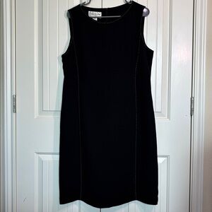 Little Black Dress by Evan Picone Minimalist Pencil Dress w/ White Stitching